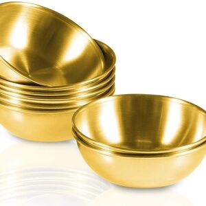 Set of 3 Gold Stainless Steel Bowls – 13oz Korean Style Serving Bowls,